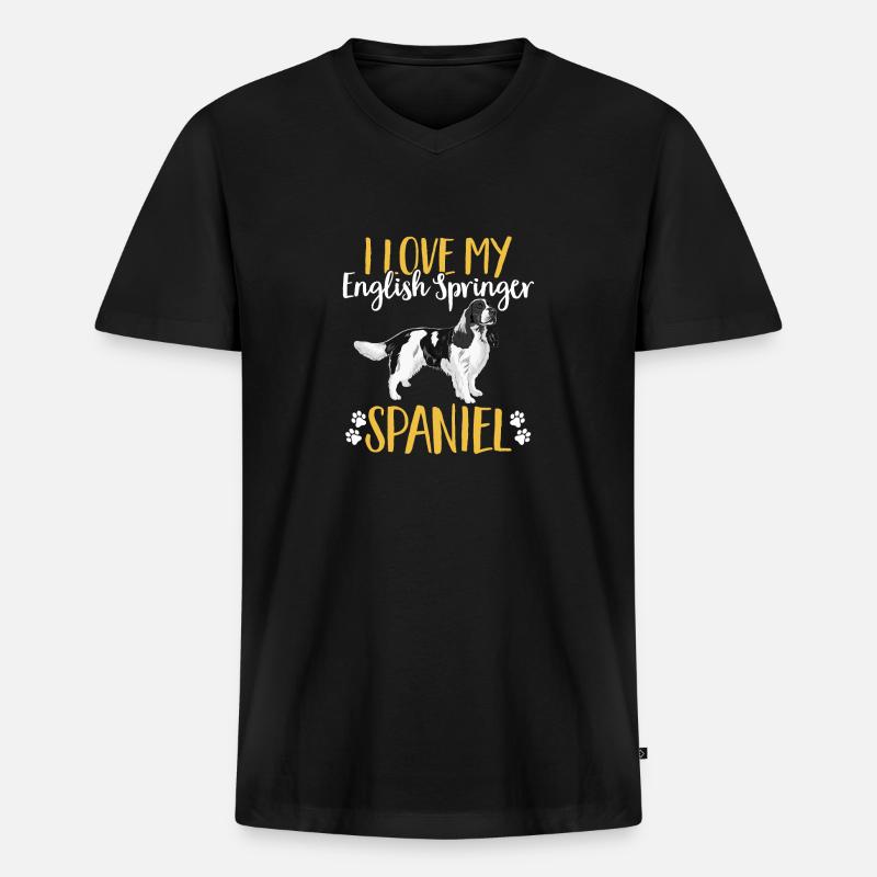 English Springer Spaniel Hund - Männer Premium Bio T-Shirt mit V-Ausschnitt - Schwarz