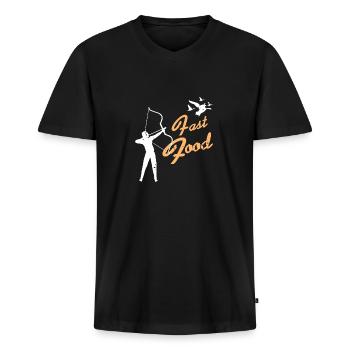 Fast Food Retro Funny Archery Hunting Designs - Men's Premium Organic T-shirt with V-neck - black - Front - Nico (187cm)