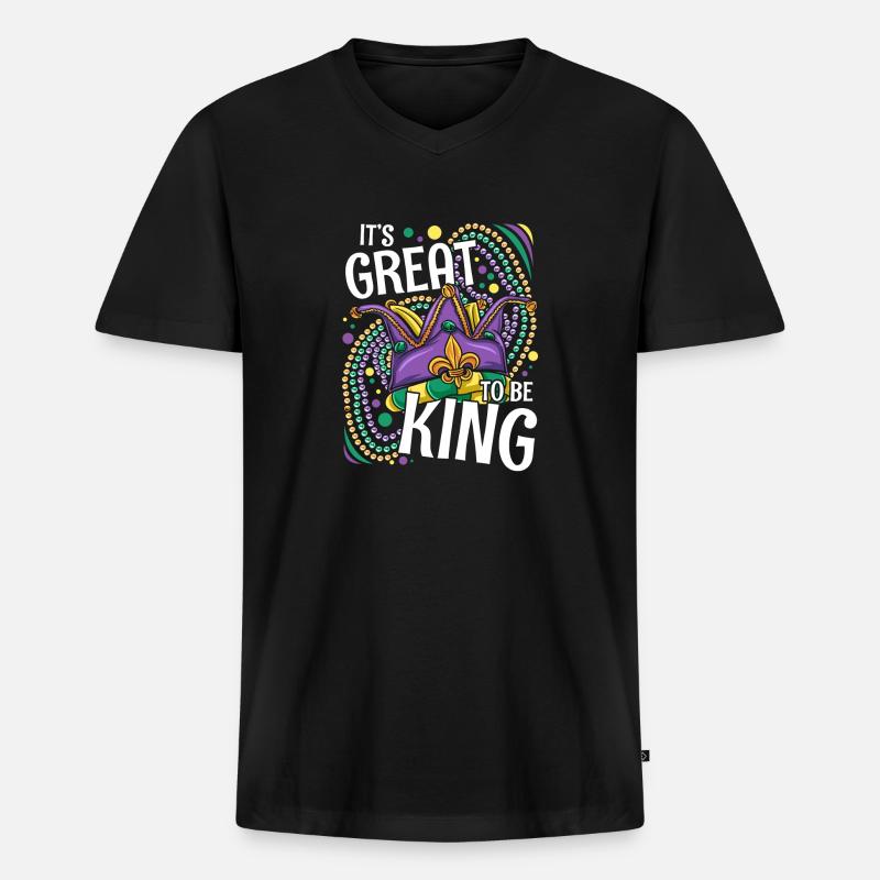 Mardi Gras Fasching Karneval - Männer Premium Bio T-Shirt mit V-Ausschnitt - Schwarz