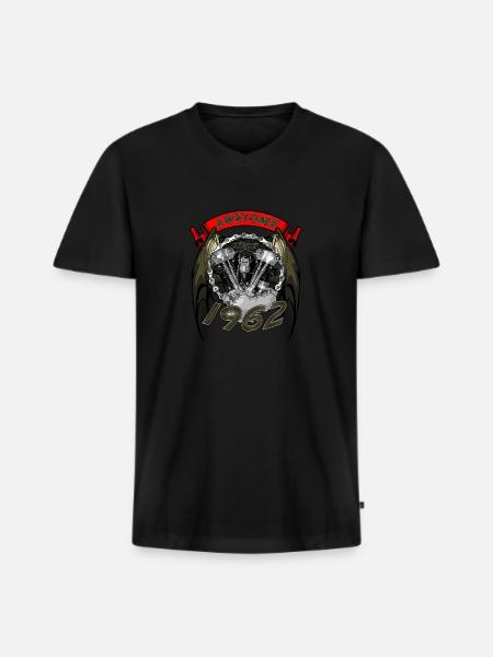 Awesome since 1962, biker's birthday - Men's Premium Organic T-shirt with V-neck - black