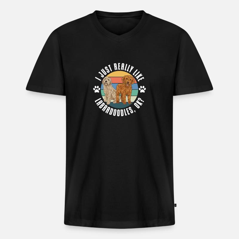Labradoodle Hund - Männer Premium Bio T-Shirt mit V-Ausschnitt - Schwarz