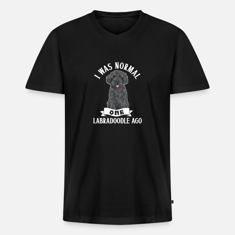 Labradoodle Hund - Männer Premium Bio T-Shirt mit V-Ausschnitt - Schwarz