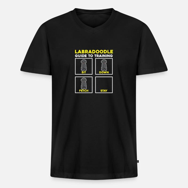 Labradoodle Hund - Männer Premium Bio T-Shirt mit V-Ausschnitt - Schwarz