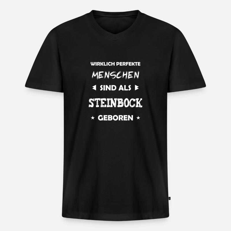 Steinbock Sternzeichen Geschenk - Männer Premium Bio T-Shirt mit V-Ausschnitt - Schwarz