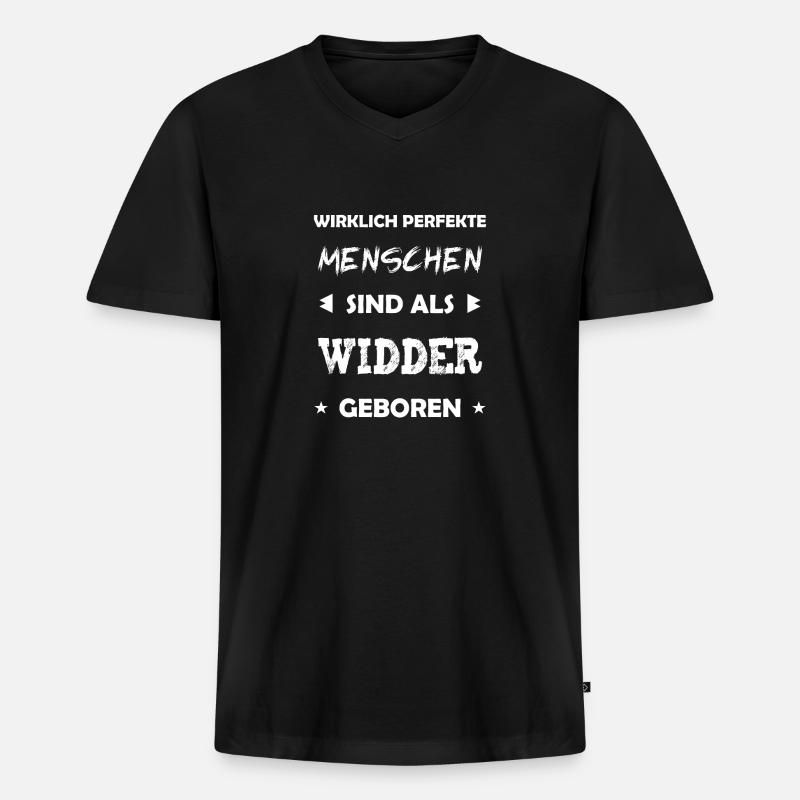 Widder Sternzeichen Geschenk - Männer Premium Bio T-Shirt mit V-Ausschnitt - Schwarz