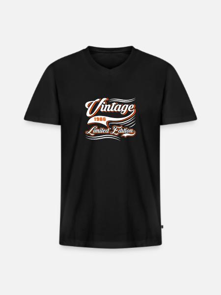 Edition Limitée Millésime 1986 - T-shirt encolure en V Premium bio Homme - noir