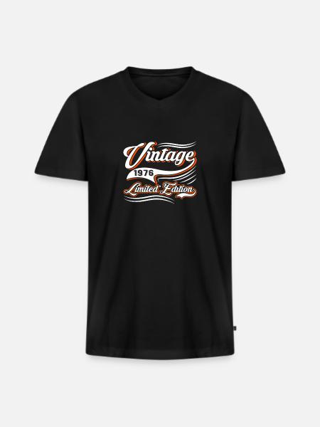 Edition Limitée 1976 Millésime - T-shirt encolure en V Premium bio Homme - noir
