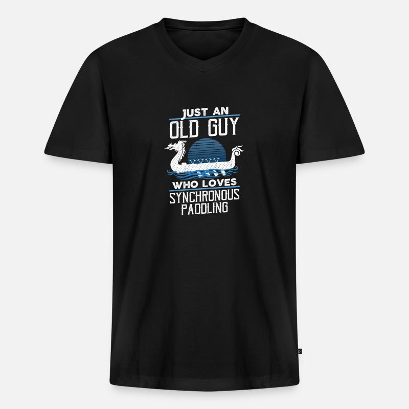 Wikinger nordisch Drachenboot - Männer Premium Bio T-Shirt mit V-Ausschnitt - Schwarz