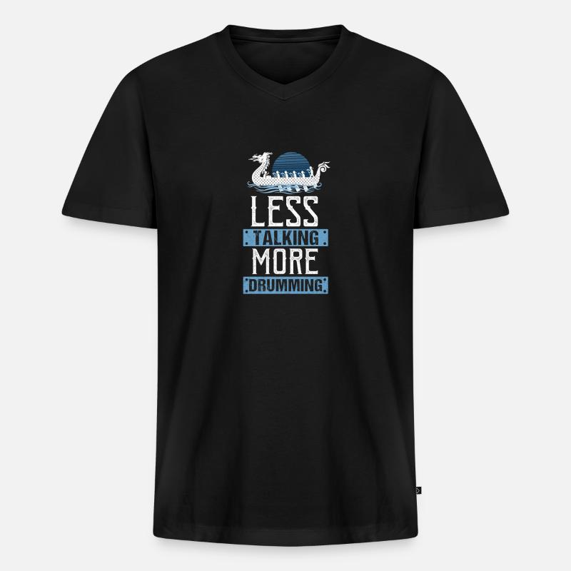 Wikinger nordisch Drachenboot - Männer Premium Bio T-Shirt mit V-Ausschnitt - Schwarz