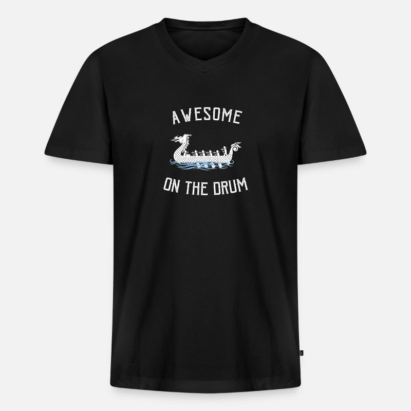 Wikinger nordisch Drachenboot - Männer Premium Bio T-Shirt mit V-Ausschnitt - Schwarz