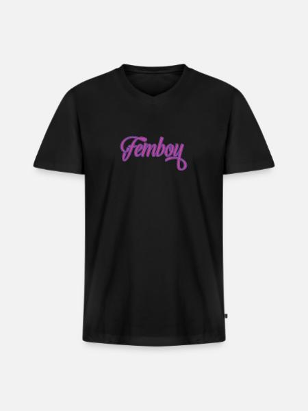 Femboy Cross Dressing - Men's Premium Organic T-shirt with V-neck - black