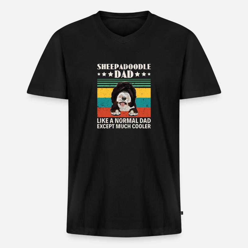 Sheepadoodle Doodle Hund - Männer Premium Bio T-Shirt mit V-Ausschnitt - Schwarz