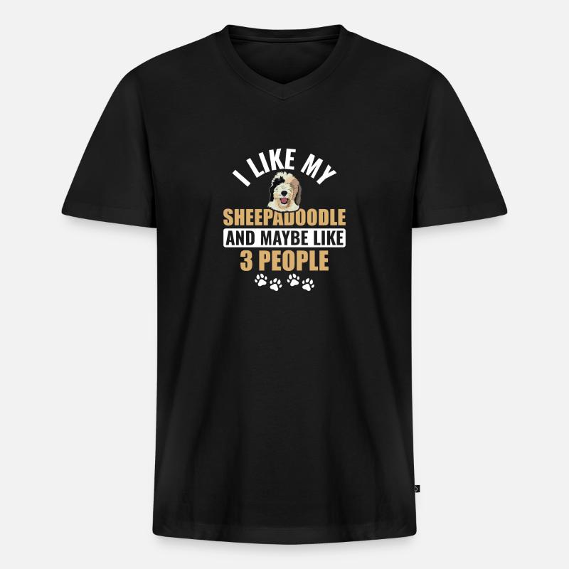 Sheepadoodle Doodle Hund - Männer Premium Bio T-Shirt mit V-Ausschnitt - Schwarz