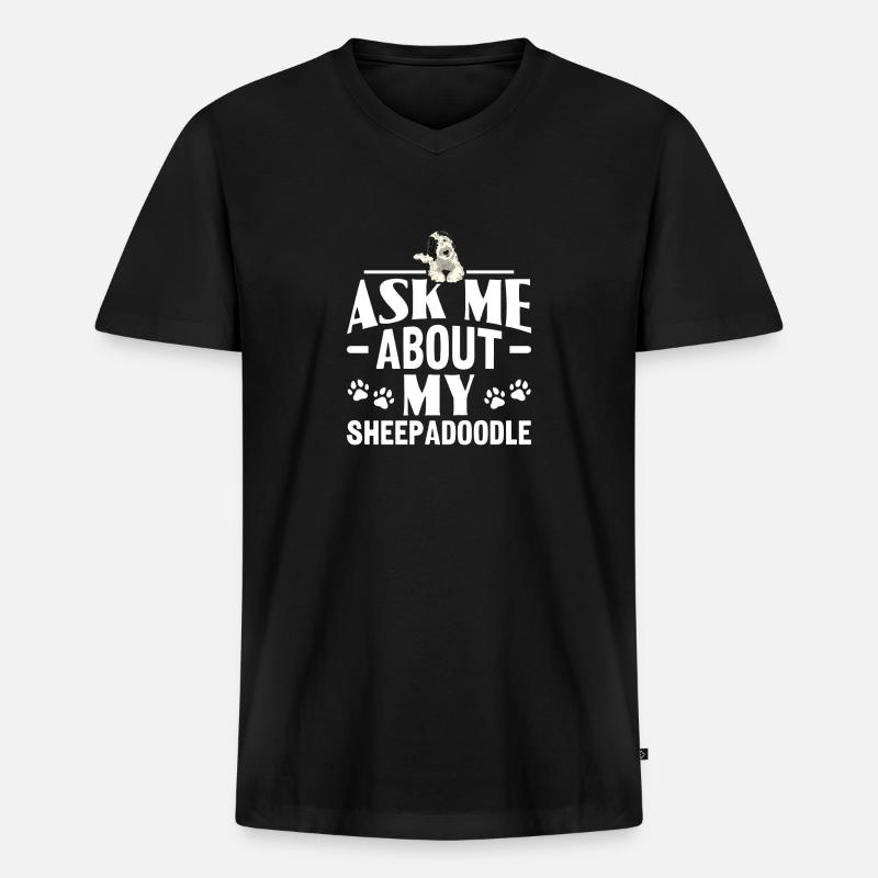 Sheepadoodle Doodle Hund - Männer Premium Bio T-Shirt mit V-Ausschnitt - Schwarz