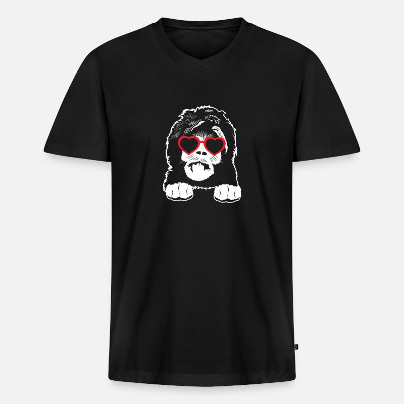 Sheepadoodle Doodle Hund - Männer Premium Bio T-Shirt mit V-Ausschnitt - Schwarz
