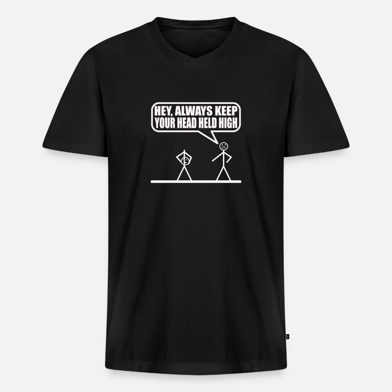 Lustiges Strichmännchen - Männer Premium Bio T-Shirt mit V-Ausschnitt - Schwarz