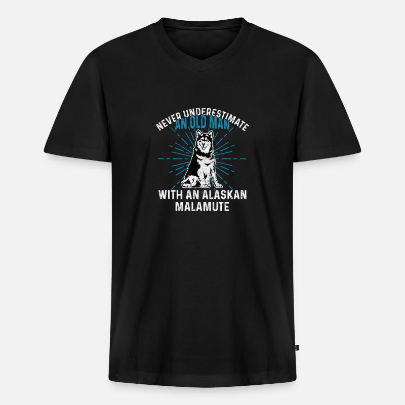 Alaskan Malamute Hund - Männer Premium Bio T-Shirt mit V-Ausschnitt - Schwarz