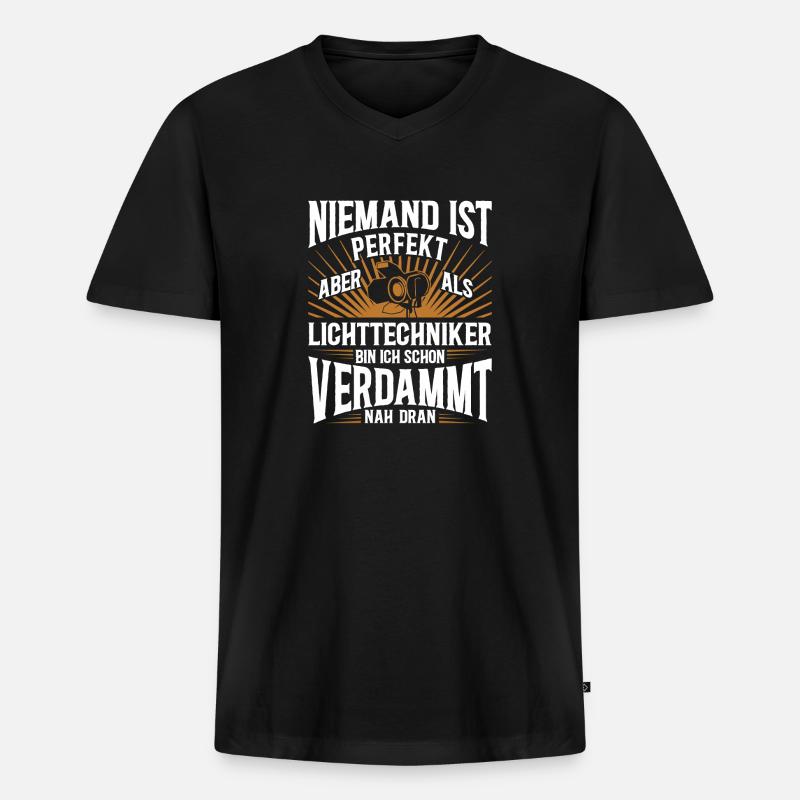 Lichttechnik Beleuchtungstechniker Lichttechniker - Männer Premium Bio T-Shirt mit V-Ausschnitt - Schwarz