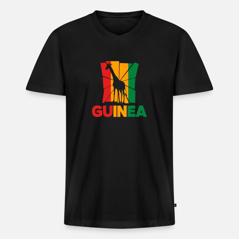 Guinea Guinea Flagge Giraffe Camelopard - Männer Premium Bio T-Shirt mit V-Ausschnitt - Schwarz