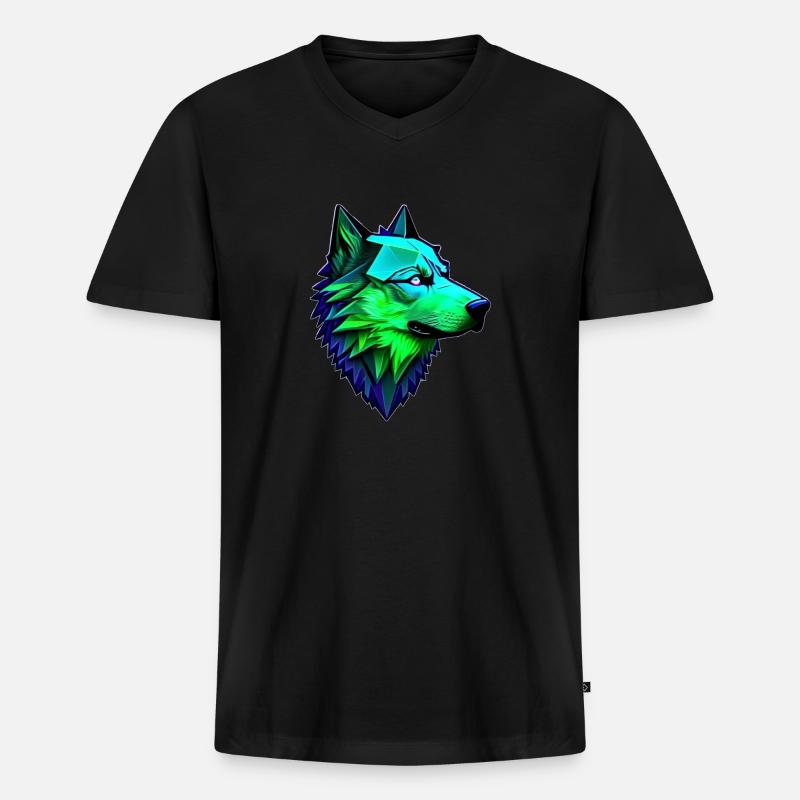 Wolf polygonale Form - Männer Premium Bio T-Shirt mit V-Ausschnitt - Schwarz