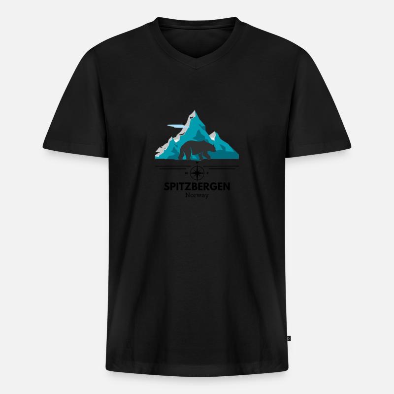 Norway Spitzbergen Design - Männer Premium Bio T-Shirt mit V-Ausschnitt - Schwarz