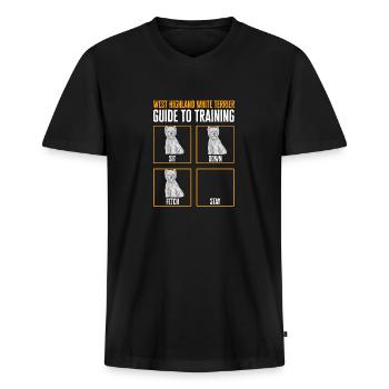 West Highland White Terrier Westie - T-shirt encolure en V Premium bio Homme - noir - Devant - Nico (187cm)