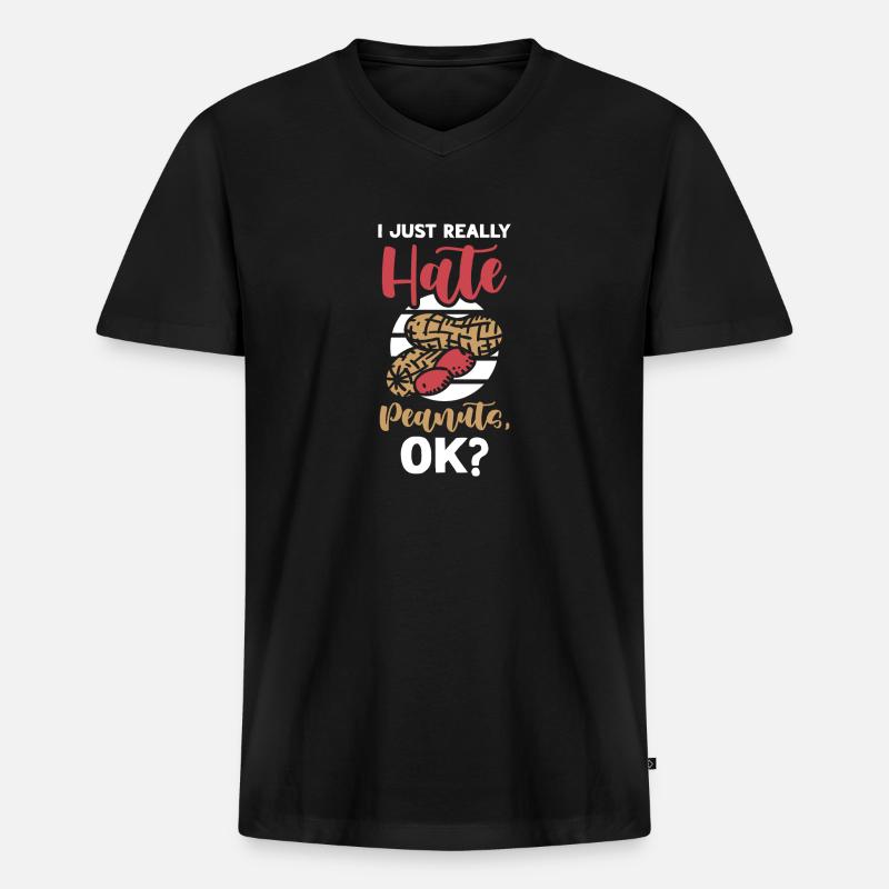 Ich Hasse Erdnüsse Erdnuss-allergiker - Männer Premium Bio T-Shirt mit V-Ausschnitt - Schwarz