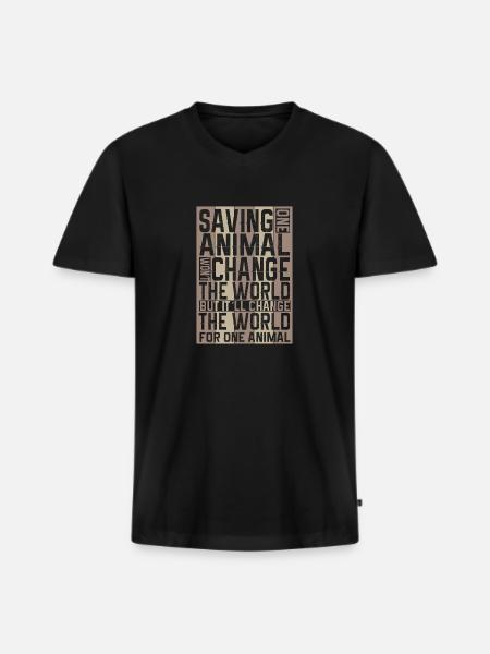 Vegan Fleischlos Tierlieb & Veganer - Männer Premium Bio T-Shirt mit V-Ausschnitt - Schwarz