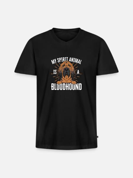 Bloodhound Hund Bluthund - Männer Premium Bio T-Shirt mit V-Ausschnitt - Schwarz