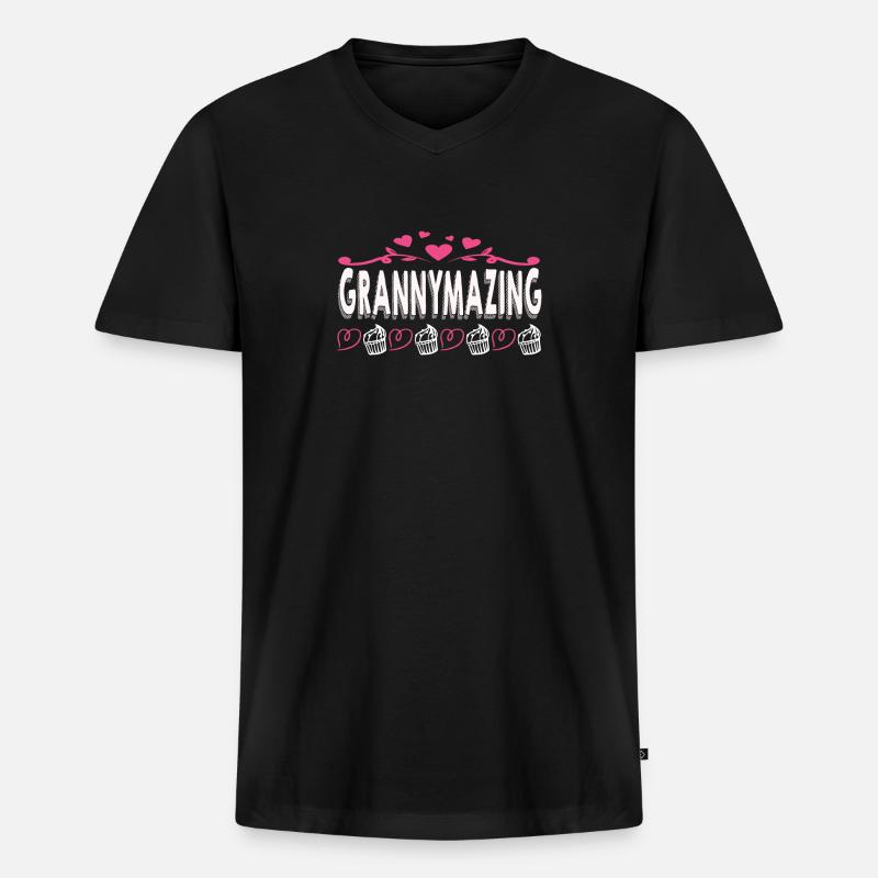 Oma Omi Großmutter Geschenkidee - Männer Premium Bio T-Shirt mit V-Ausschnitt - Schwarz