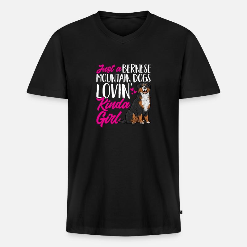 Berner Sennenhund - Männer Premium Bio T-Shirt mit V-Ausschnitt - Schwarz