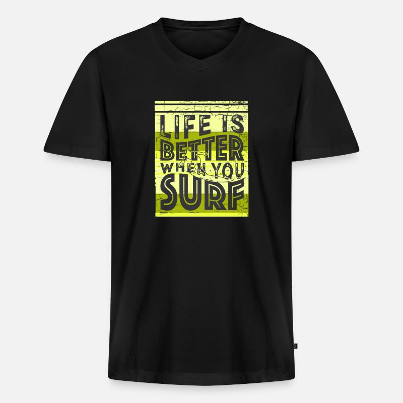 Surfer Spruch Lustig - Männer Premium Bio T-Shirt mit V-Ausschnitt - Schwarz