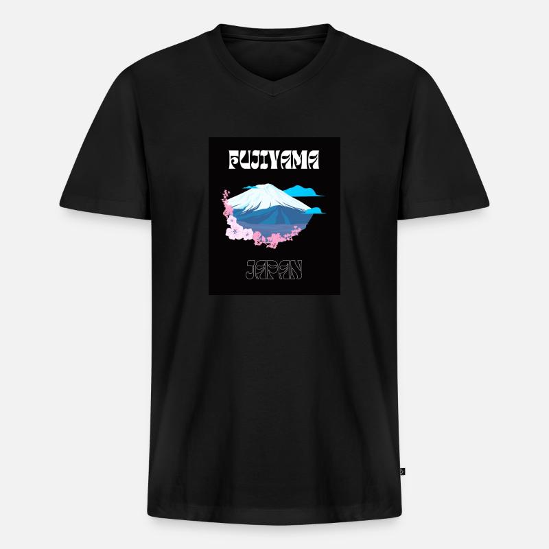Fujiyama - Männer Premium Bio T-Shirt mit V-Ausschnitt - Schwarz