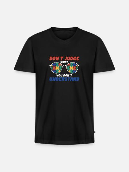 Autism Awareness – Don't Condemn What - Men's Premium Organic T-shirt with V-neck - black