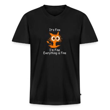 Katze lustiger Spruch lustige Katze Humor - Männer Premium Bio T-Shirt mit V-Ausschnitt - Schwarz - Vorne - Nico (187cm)