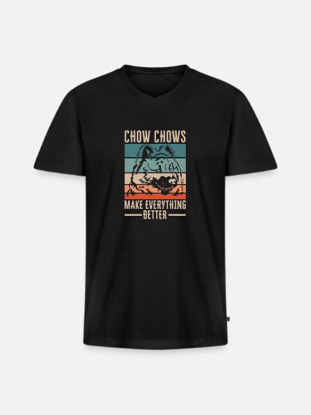 Chow Chow Dog - Men's Premium Organic T-shirt with V-neck - black
