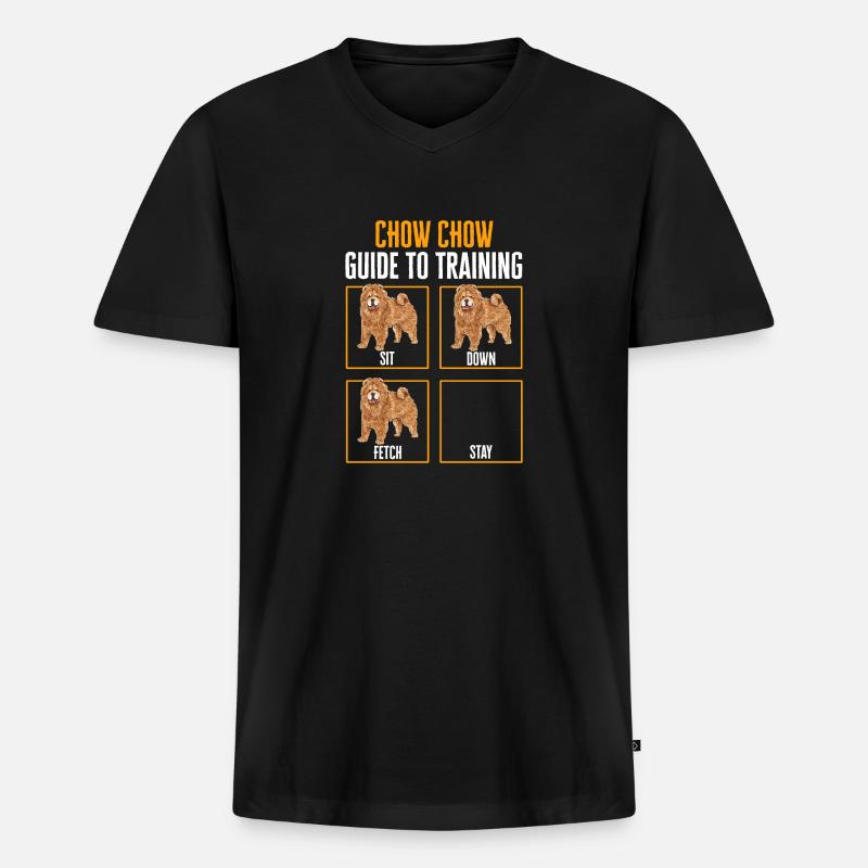 Chow Chow Hund - Männer Premium Bio T-Shirt mit V-Ausschnitt - Schwarz