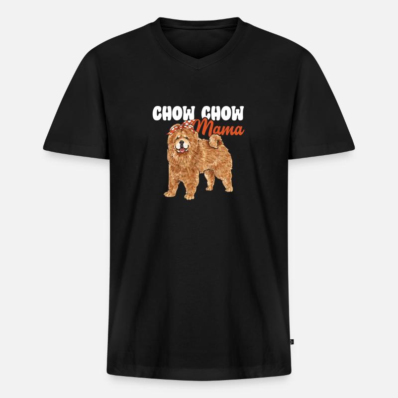 Chow Chow Hund - Männer Premium Bio T-Shirt mit V-Ausschnitt - Schwarz