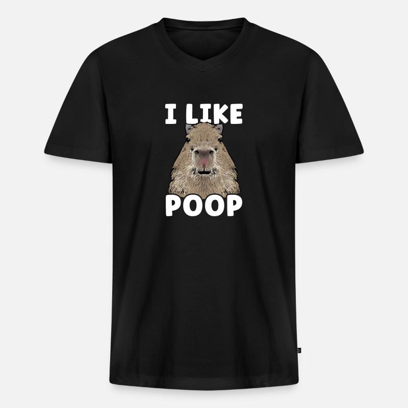 Capybara Nagetier - Männer Premium Bio T-Shirt mit V-Ausschnitt - Schwarz
