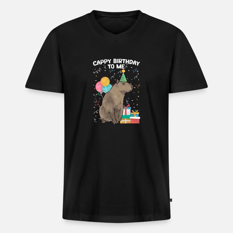 Capybara Nagetier - Männer Premium Bio T-Shirt mit V-Ausschnitt - Schwarz