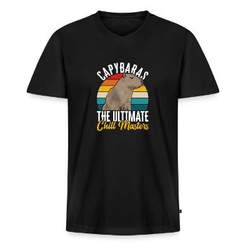 Capybara Nagetier - Männer Premium Bio T-Shirt mit V-Ausschnitt - Schwarz - Vorne - Nico (187cm)