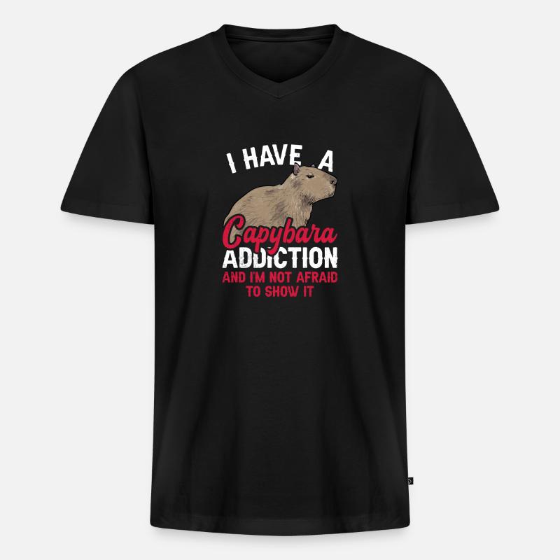 Capybara Nagetier - Männer Premium Bio T-Shirt mit V-Ausschnitt - Schwarz