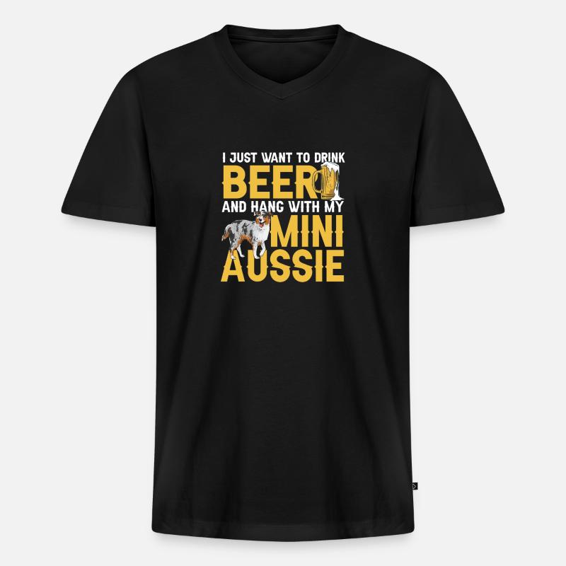 Miniature Australian Shepherd - Männer Premium Bio T-Shirt mit V-Ausschnitt - Schwarz