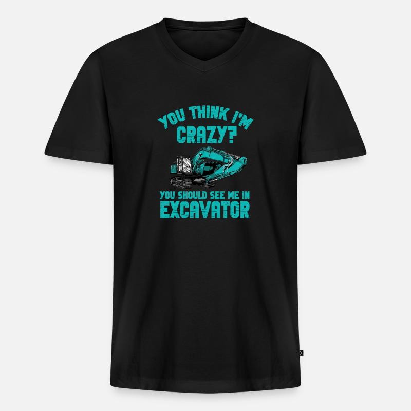 Lustiger Bagger Spruch für Baggerfahrer - Männer Premium Bio T-Shirt mit V-Ausschnitt - Schwarz