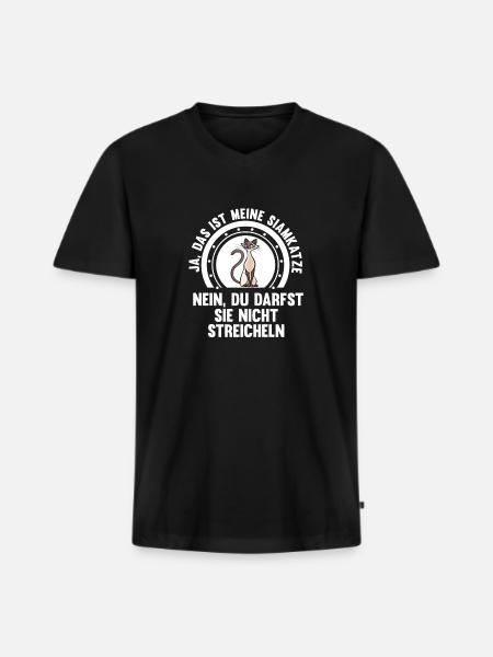 Siamkatze Katze - Männer Premium Bio T-Shirt mit V-Ausschnitt - Schwarz