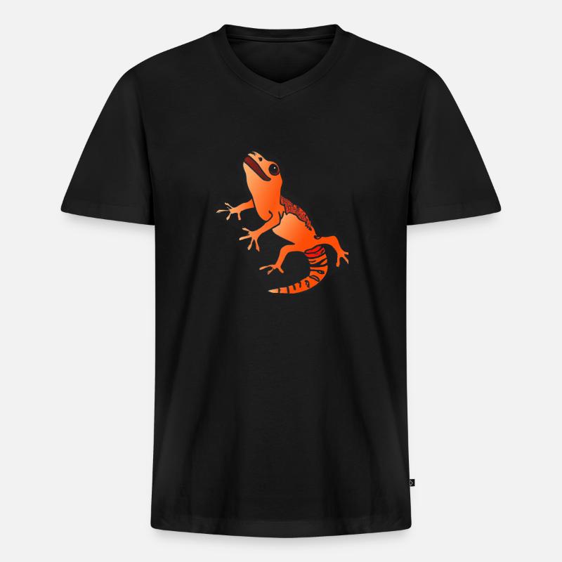 Salamander Gecko Eidechse - Männer Premium Bio T-Shirt mit V-Ausschnitt - Schwarz