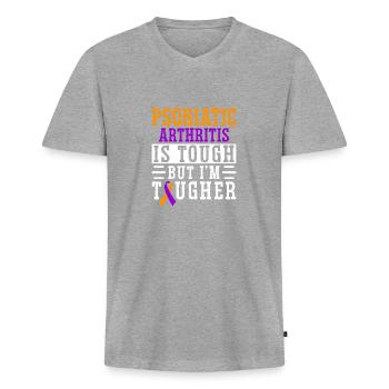 L'arthrite psoriasique est dure mais je le suis - T-shirt encolure en V Premium bio Homme - gris chiné - Devant
