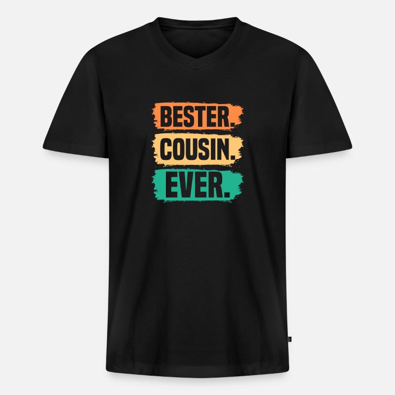 Cousin - Männer Premium Bio T-Shirt mit V-Ausschnitt - Schwarz