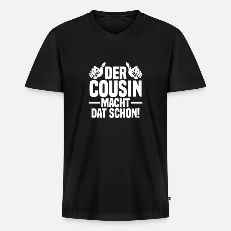 Cousin - Männer Premium Bio T-Shirt mit V-Ausschnitt - Schwarz