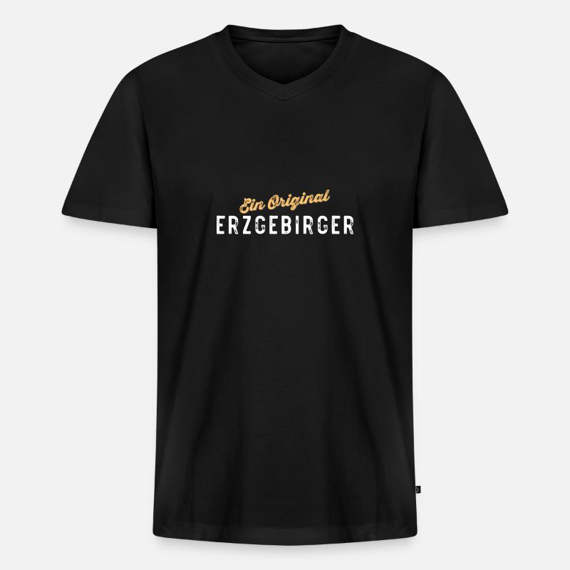 Ein Original Erzgebirger - Männer Premium Bio T-Shirt mit V-Ausschnitt - Schwarz